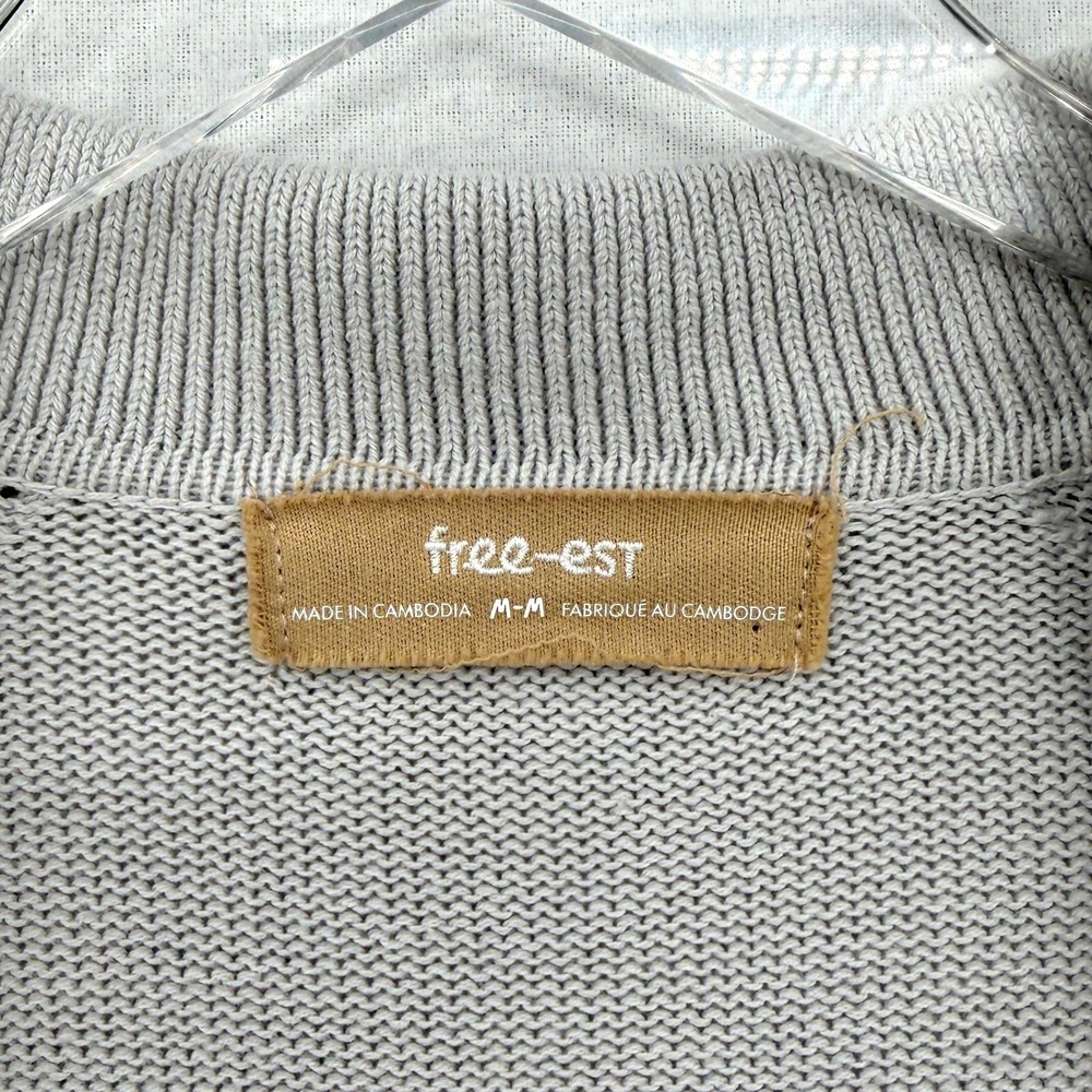 FREE PEOPLE FREE-EST Drea Sweater Women Medium Gray Polo Collar Oversized Cozy - Picture 9 of 15